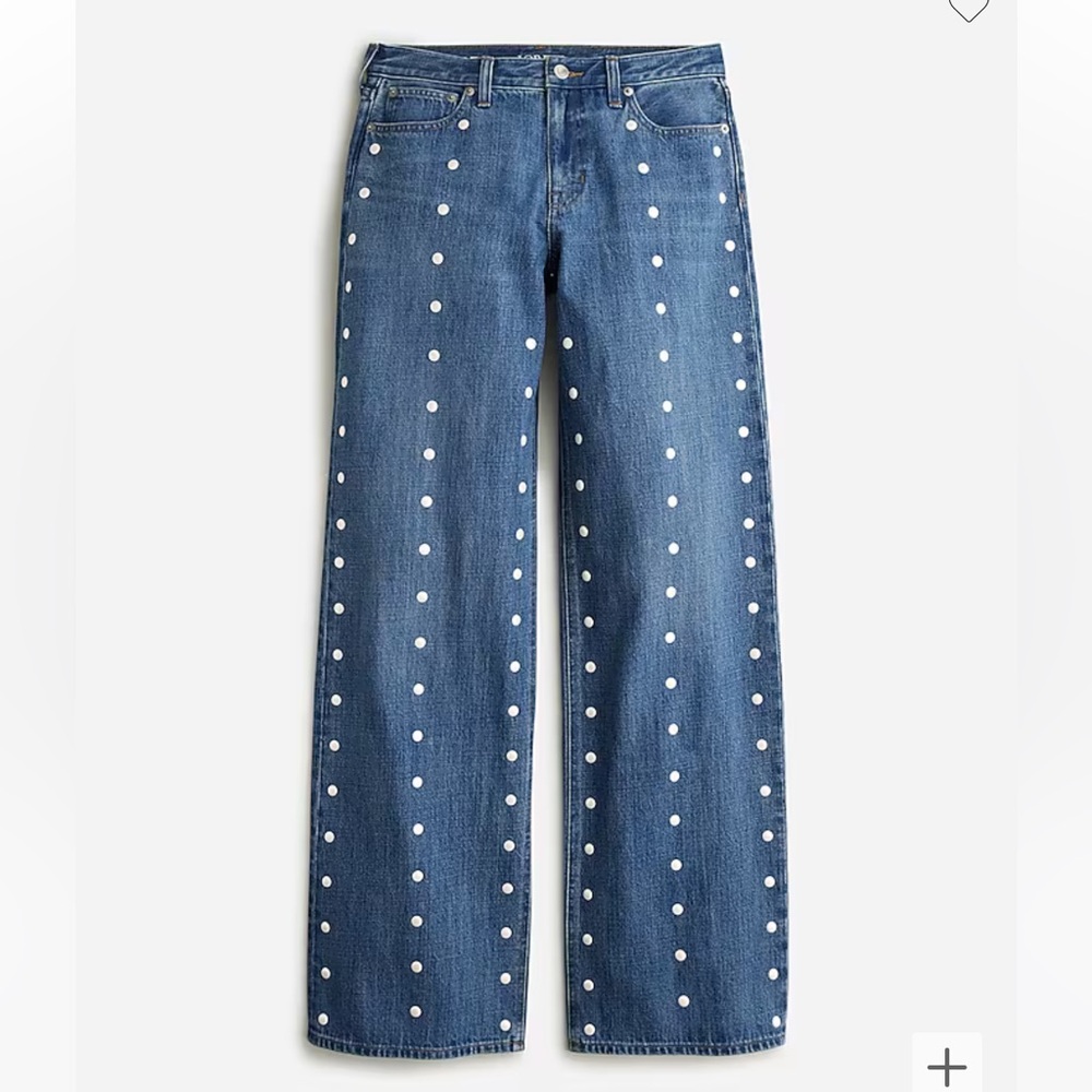 J Crew Lower-rise wide-leg jean with pearls